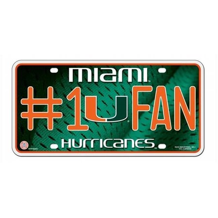 RICO INDUSTRIES Miami Hurricanes License Plate #1 Fan 9474628148